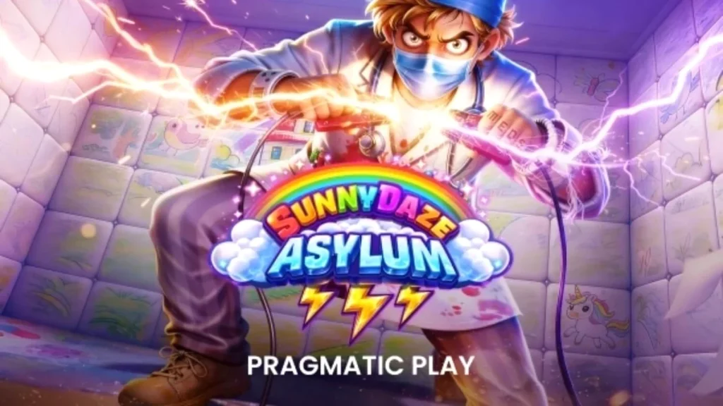 Sunnydaze Asylum স্লট গেমের রঙিন এবং অদ্ভুত নিয়ন থিমযুক্ত ইন্টারফেস